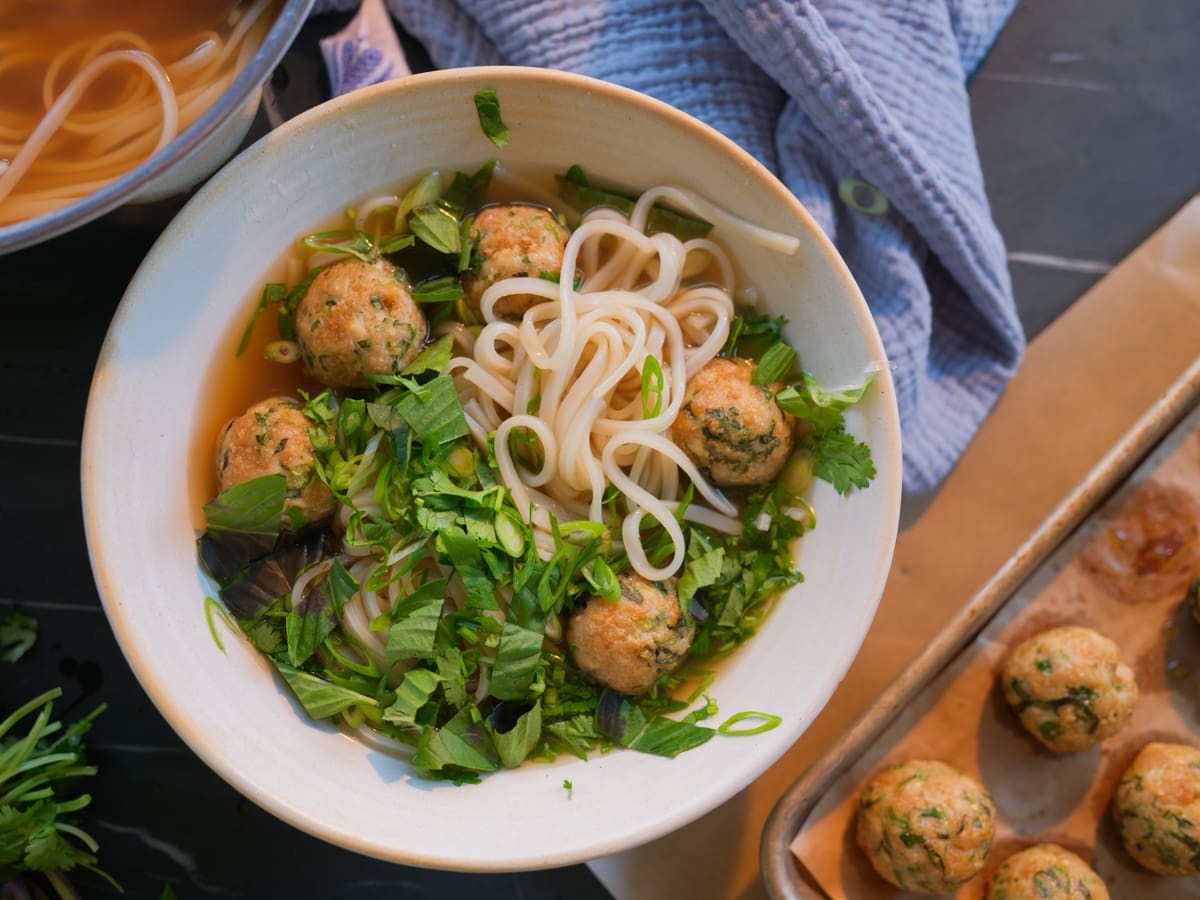 Herbed Chicken Meatballs in Spiced Broth