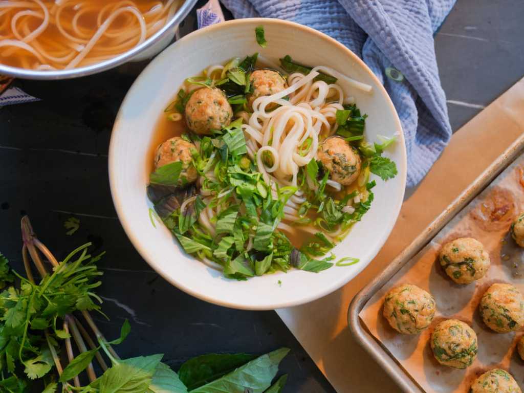 Herbed Chicken Meatballs in Spiced Broth