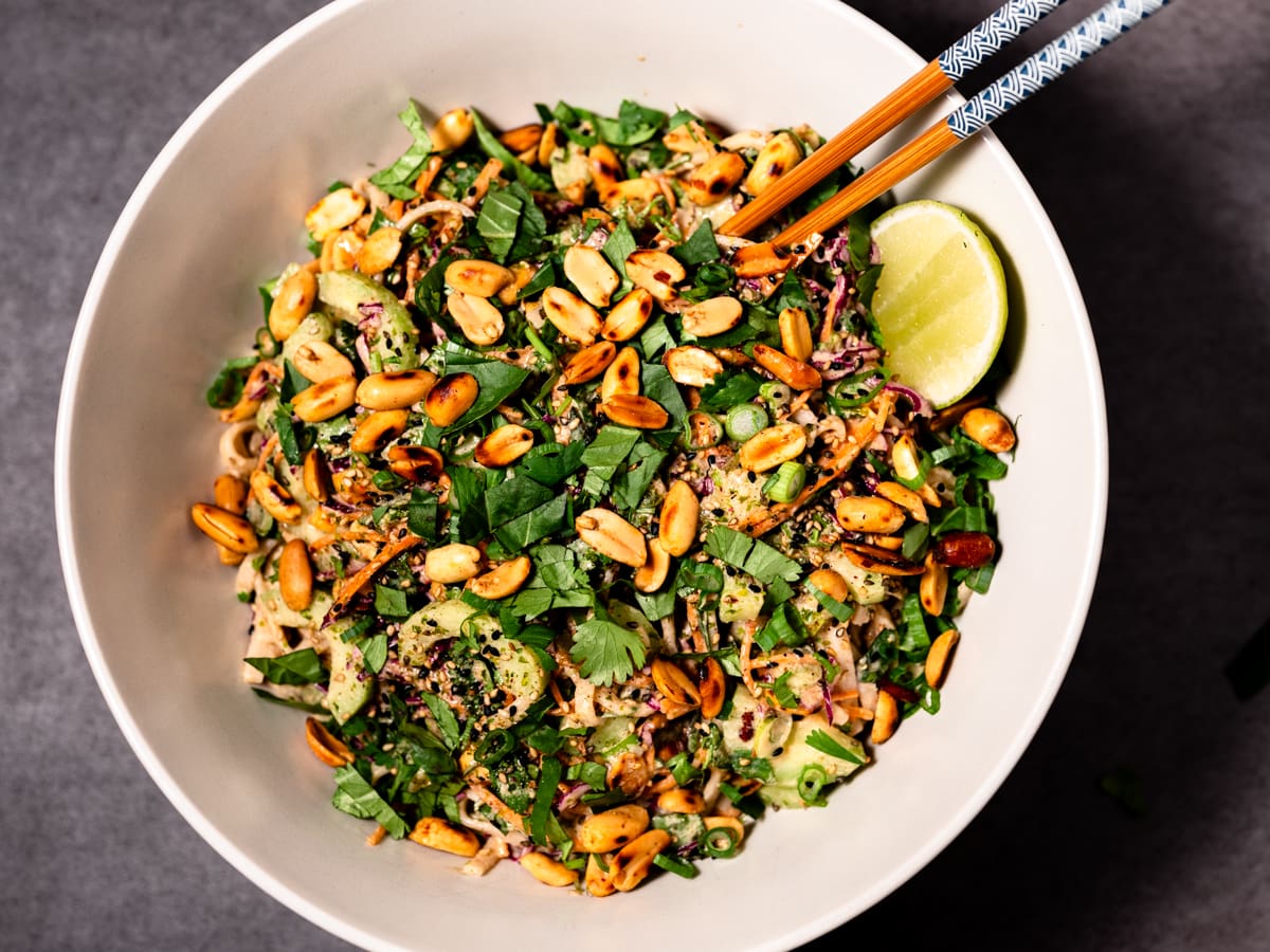Udon Noodle Salad with Blistered Peanuts