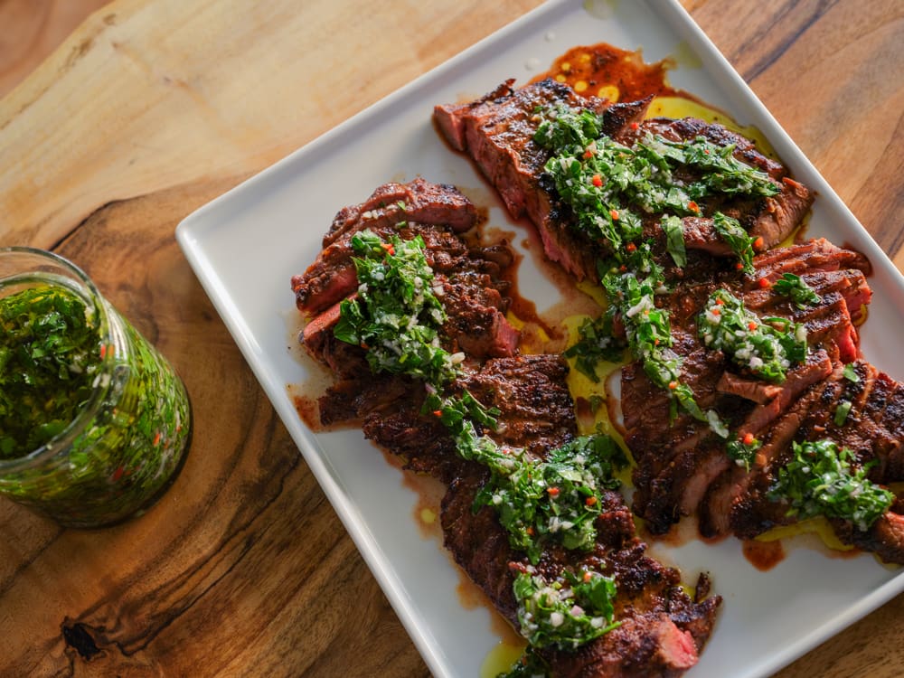 Grilled Bison Skirt Steak with Chimichurri